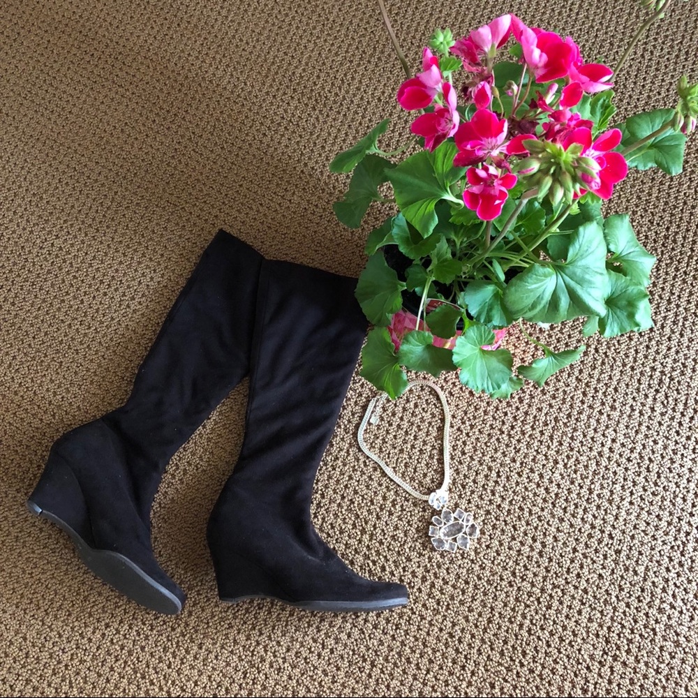 Chocolate Suede Wedge Boots